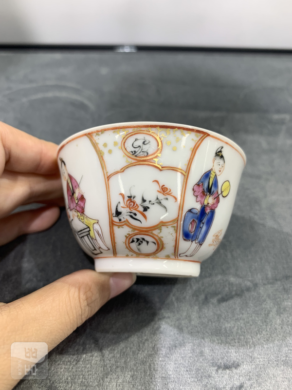 清乾隆广彩教子图茶园 - 图5